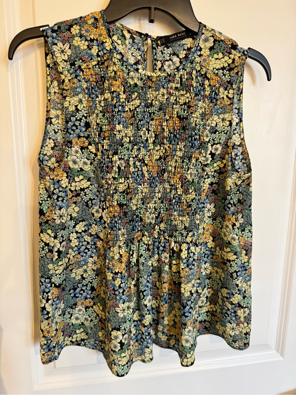 Zara Floral Smocked Sleeveless Camisole - Yellow, Blue, Green, Cream, Size XS
